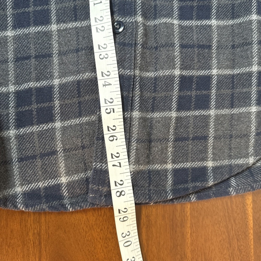 Wallace Barnes Flannel Shirt Men S Blue Gray Plaid Heavyweight Work Button Up - Picture 5 of 11